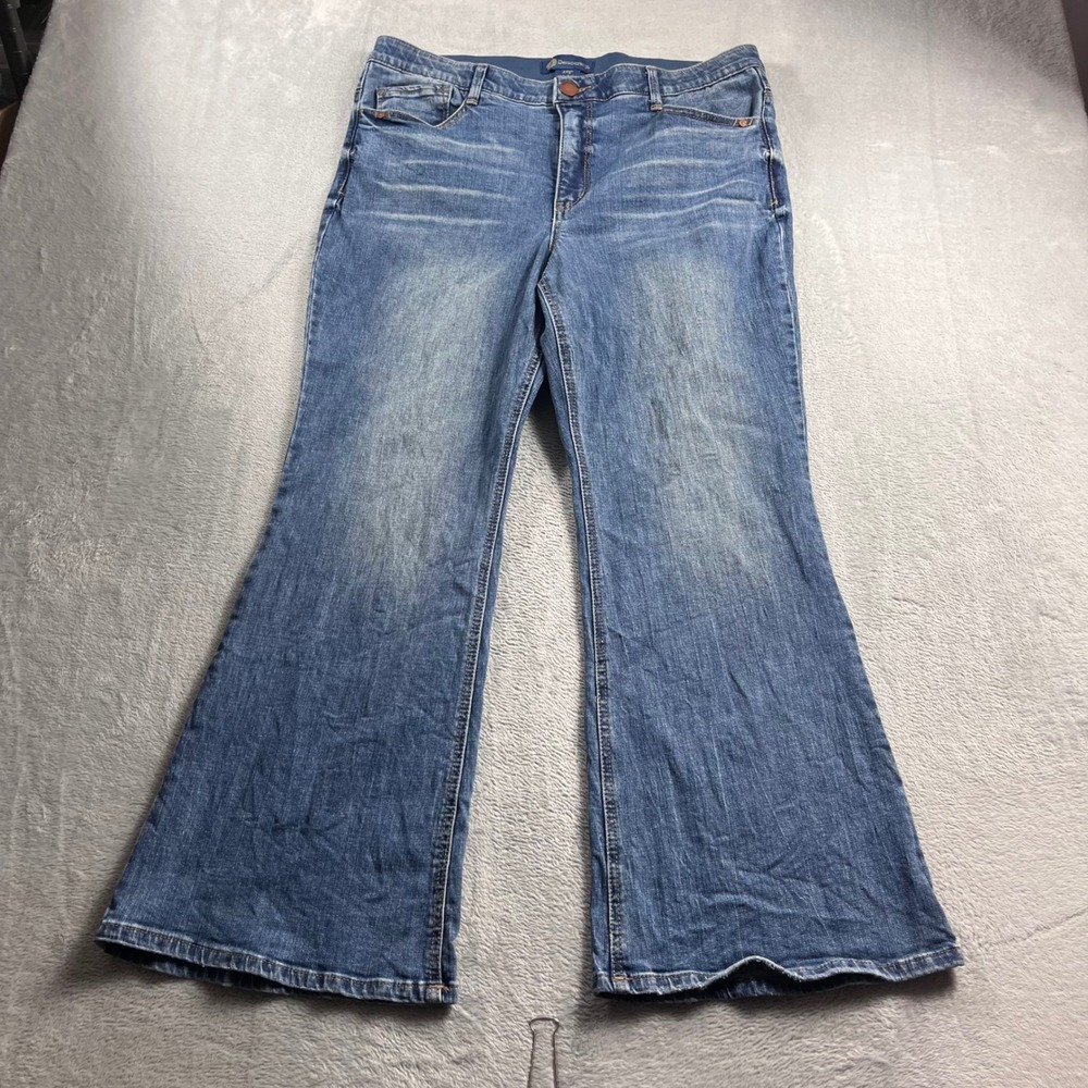 Democracy Absolution Flare Leg Jeans Womens 16P Petite Blue Denim Medium Wash